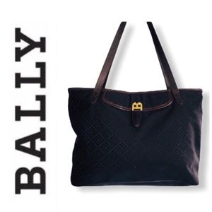 Bally Monogram Black & Brown canvas & leather tote